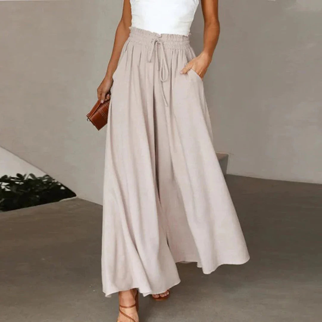 Palazzo Pants with High Waist and Elastic Waistband for Women