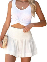 Shorts with Smocked Waist and Wide Legs for Women