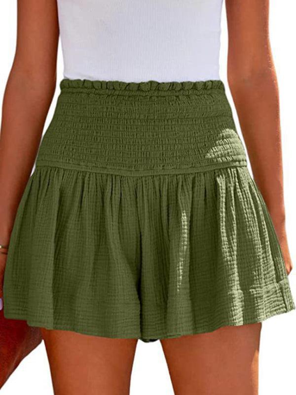 Shorts with Smocked Waist and Wide Legs for Women