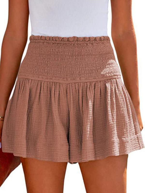 Shorts with Smocked Waist and Wide Legs for Women