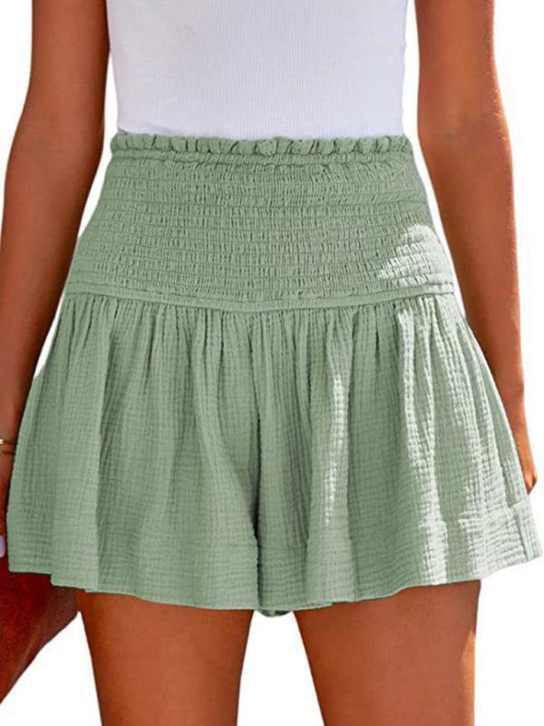 Shorts with Smocked Waist and Wide Legs for Women