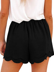 Paperbag Shorts with Bow Belt and Scalloped Hem for Women