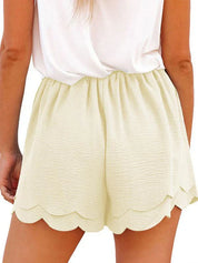 Paperbag Shorts with Bow Belt and Scalloped Hem for Women