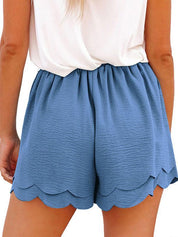 Paperbag Shorts with Bow Belt and Scalloped Hem for Women