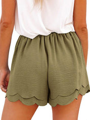 Paperbag Shorts with Bow Belt and Scalloped Hem for Women