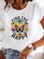 Printed T-Shirt for Women with Print and Comfortable Fit