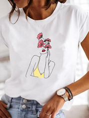 Printed T-Shirt for Women with Print and Comfortable Fit