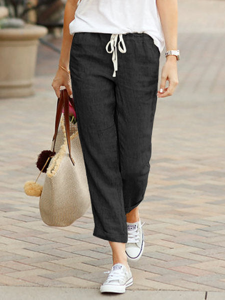 Comfortable Pants with Drawstring and Straight Legs for Women
