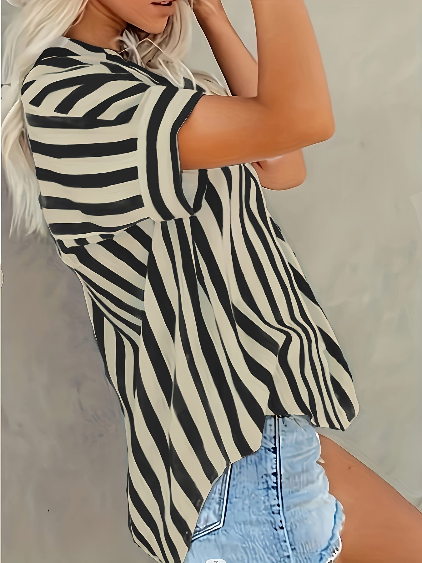 Bojana - Striped blouse with short sleeves