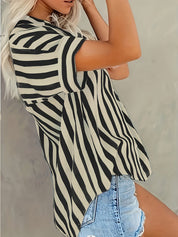 Bojana - Striped blouse with short sleeves