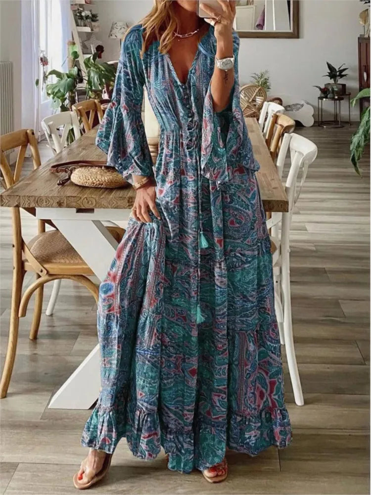 Juultje - Bohemian maxi dress with print