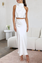 Leila - Satin Halter Maxi Dress