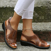 Women’s Orthopedic Leather Sandals With Comfortable Heel