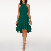 Luxury A-Line Mini Cocktail Dress for Women with Halter Neck