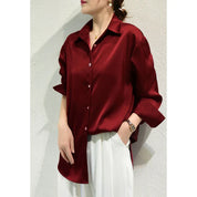 Satin Blouse for Women with Classic Collar and Elegant Fit