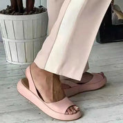 Leather Sandals With Wedge Heel And Open Toe For Women