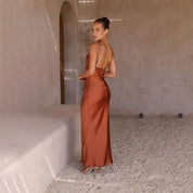 Jady - Satin maxi dress with open back