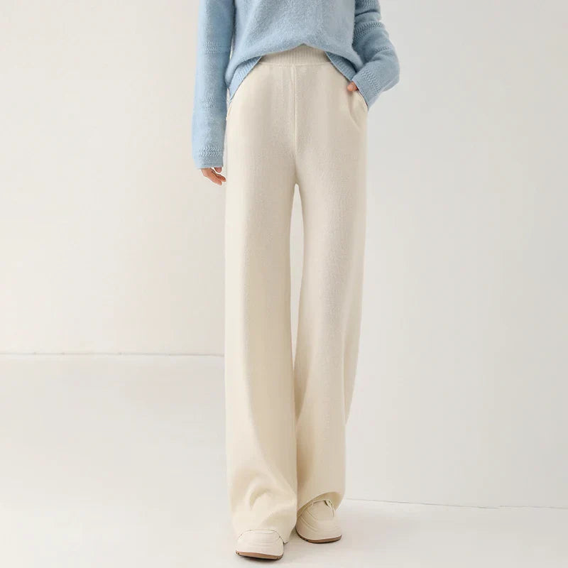 Luxury Women's Corduroy Pants with Wide Legs and Elastic Waist