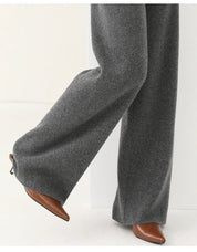 Luxury Women's Corduroy Pants with Wide Legs and Elastic Waist