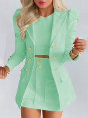Women's Top & Skirt Set with Blazer and Stylish Look
