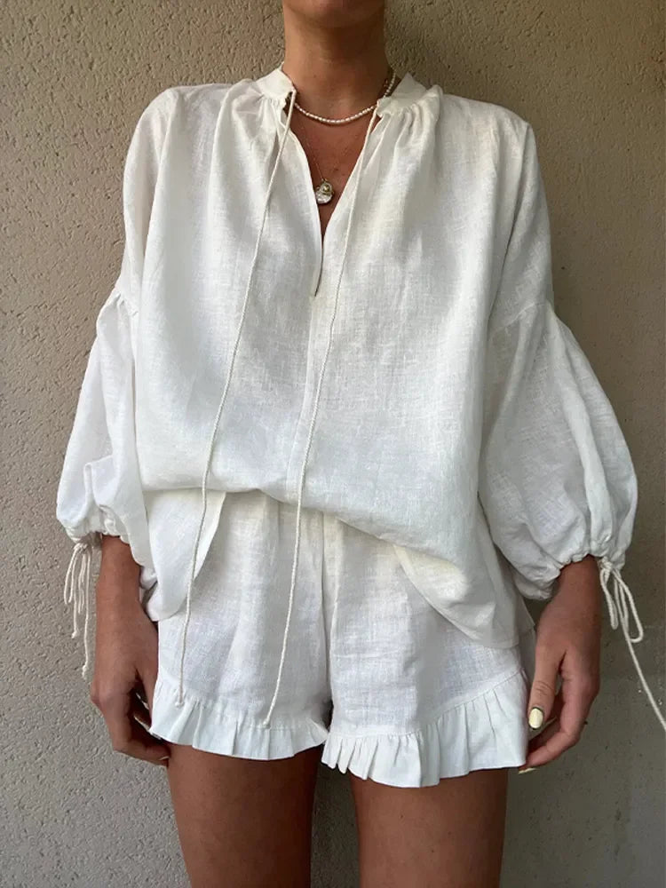 Junae - Airy summer set with top and shorts