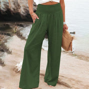 Palazzo Pants with Smocked Waist and Wide Legs