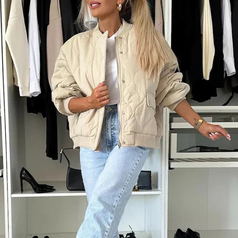Elin - Trendy Lined Bomber Jacket