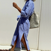 Lizzy - Striped Beach Dress with Button Closure for Women