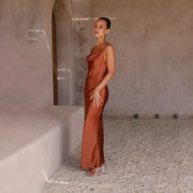 Jady - Satin maxi dress with open back