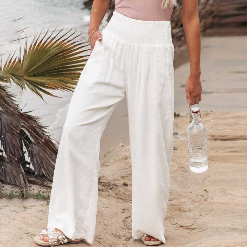 Palazzo Pants with Smocked Waist and Wide Legs