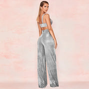 Glitter High-Waisted Wide-Leg Pants for Women