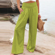Palazzo Pants with Smocked Waist and Wide Legs