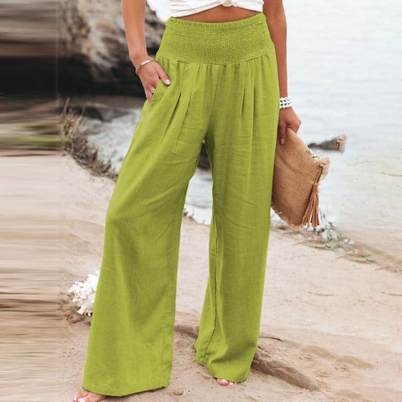 Palazzo Pants with Smocked Waist and Wide Legs
