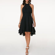 Luxury A-Line Mini Cocktail Dress for Women with Halter Neck