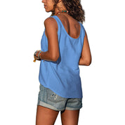 Tank Top with Buttons and Round Neck
