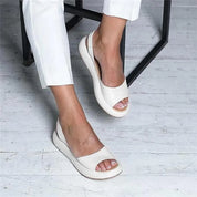 Leather Sandals With Wedge Heel And Open Toe For Women