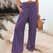Palazzo Pants with Smocked Waist and Wide Legs