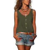Tank Top with Buttons and Round Neck