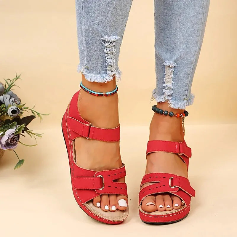 Casual Wedge Heel Sandals With Adjustable Closure For Women