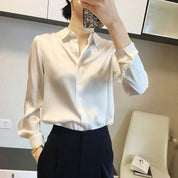 Satin Blouse for Women with Classic Collar and Elegant Fit