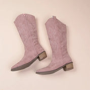 Embroidered Western Cowboy Boots with Low Heel for Women
