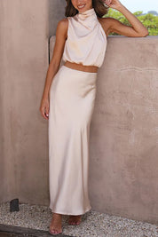 Leila - Satin Halter Maxi Dress