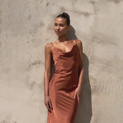 Jady - Satin maxi dress with open back