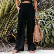 Palazzo Pants with Smocked Waist and Wide Legs