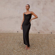Jady - Satin maxi dress with open back
