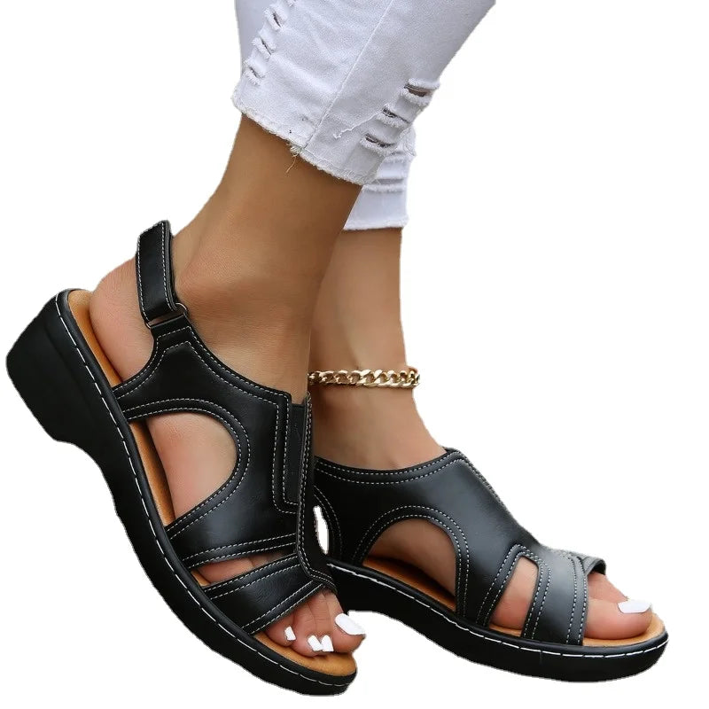 Women’s Orthopedic Leather Sandals With Comfortable Heel
