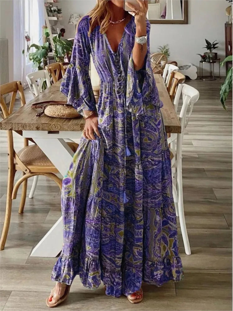 Juultje - Bohemian maxi dress with print