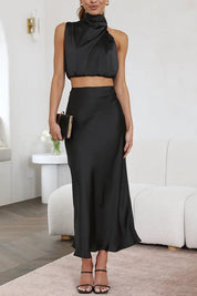 Leila - Satin Halter Maxi Dress
