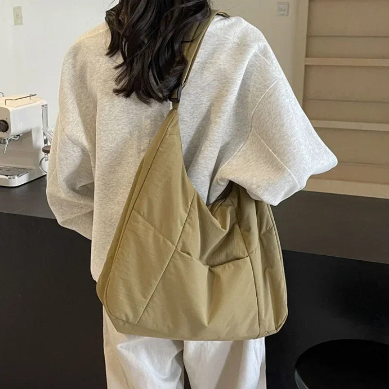 Oversized Shoulder Bag with Front Pockets