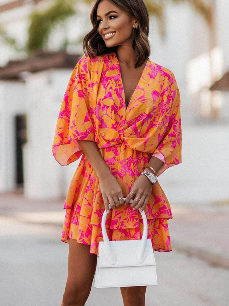 Joyce - Flowy Mini Dress with a Summery Flair